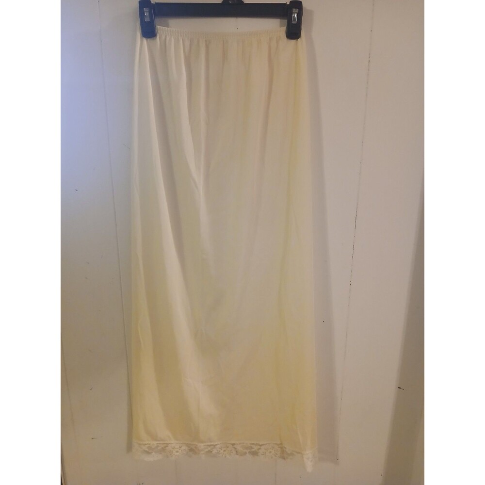 Vintage Slip Skirt Lingerie By JcPenney Size Small Nylon Pale Yellow Slit Back